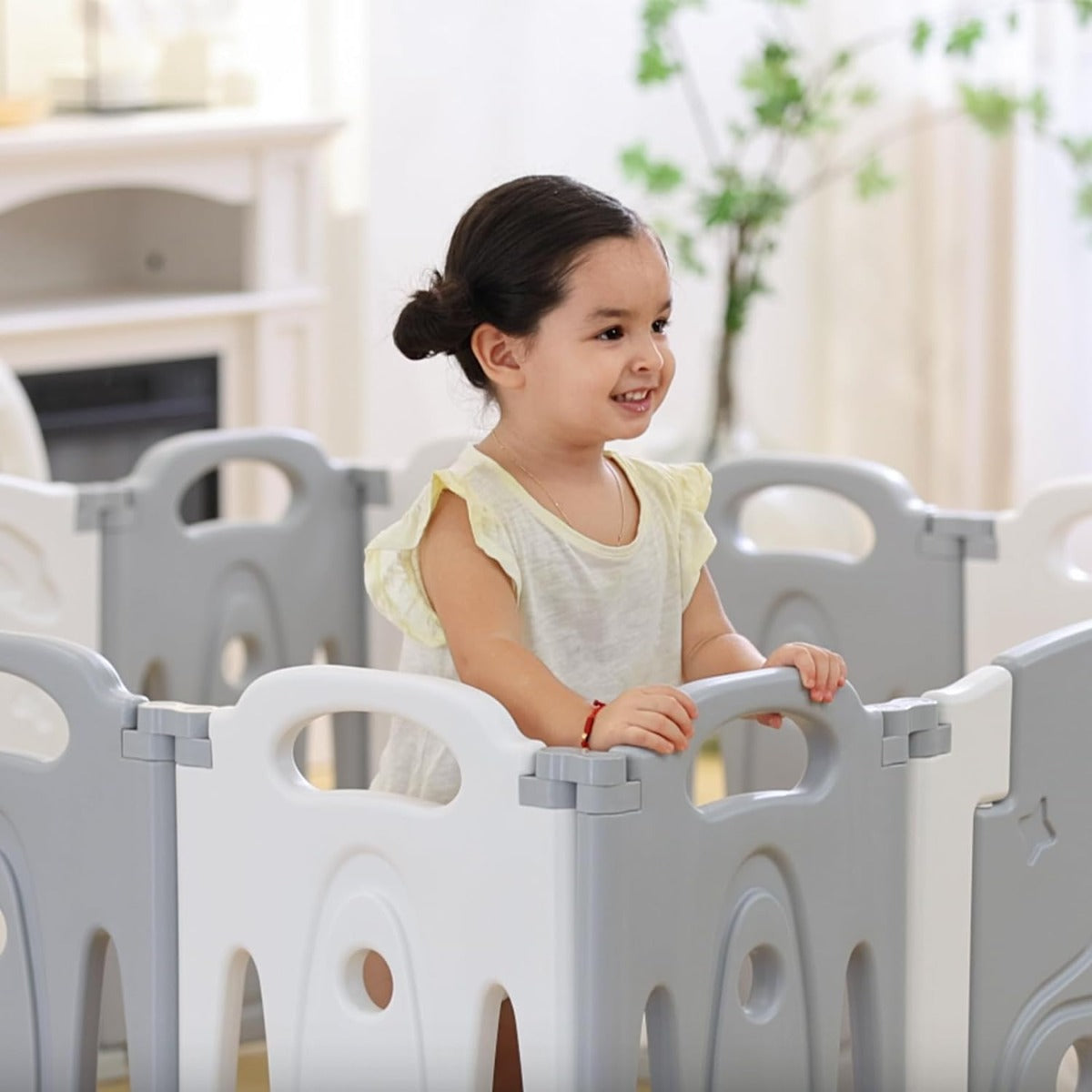 Box per bambini giochi protezione indoor outdoor con 14 pannelli Grigio e Bianco