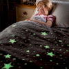 Coperta Magica Fluorescente per bambini plaid in pile con stelle che si illuminano al buio morbida idea regalo grigia