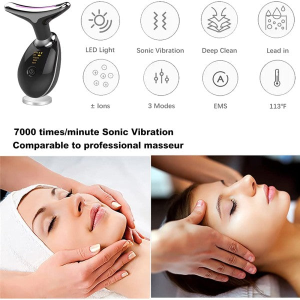 Dispositivo massaggiatore di bellezza antietà per collo viso ricaricabile