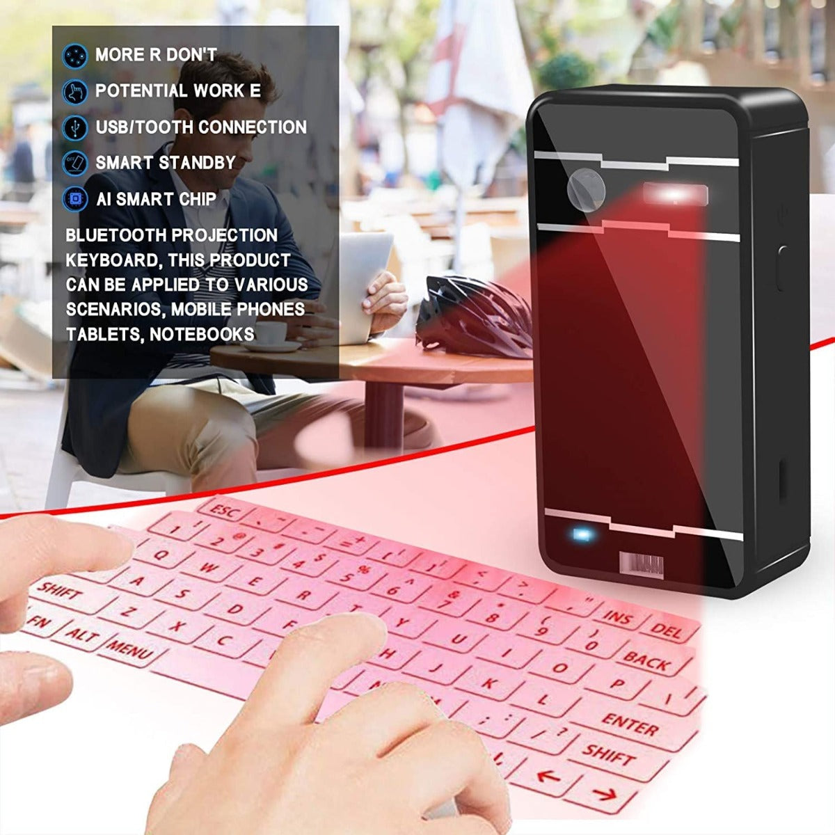 Tastiera Bluetooth Laser Wireless Proiezione Virtuale Tastiera Portatile compatibile con IOS Android Smart Phone Pad Tablet PC Notebook