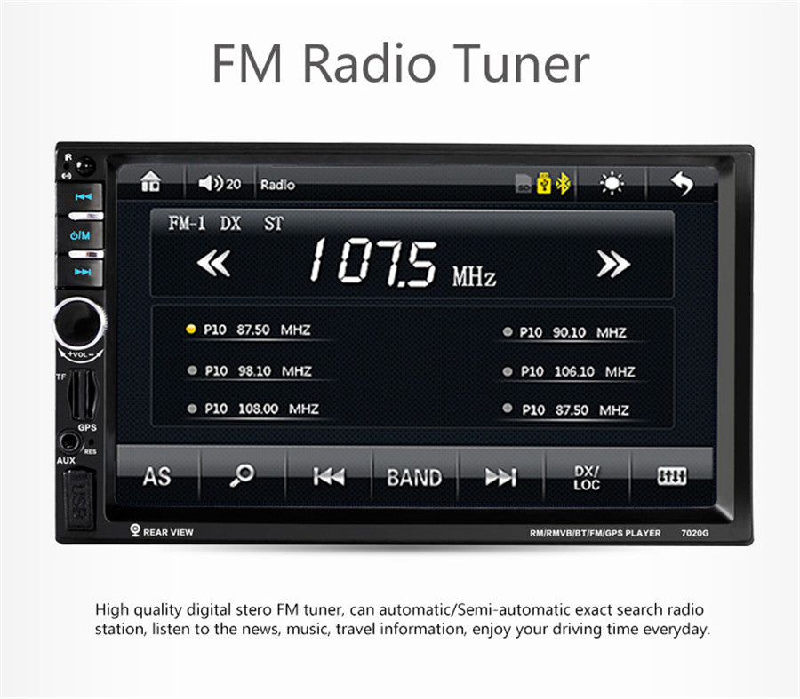 AM Autoradio 7" TFT Touch Screen 2DIN HD 1080P Stereo Audio 7020G Car MP5 Player Radio FM