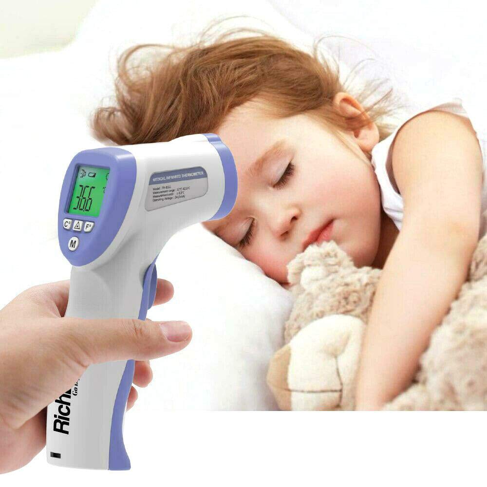 TERMOMETRO DIGITALE INFRAROSSI retroilluminato a distanza 5-8CM - Termometro digitale febbre Beeper per Adulti Neonati Bambini