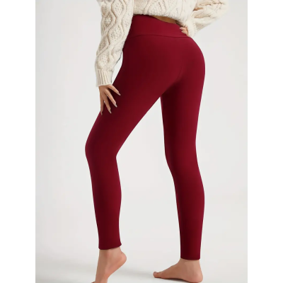 Leggings Imbottiti in cotone e velluto spesso con peluche all'interno Cashmere S M L XL Nero o Rosso