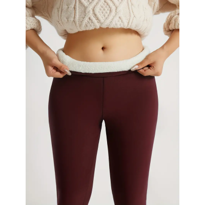 Leggings Imbottiti in cotone e velluto spesso con peluche all'interno Cashmere S M L XL Nero o Rosso