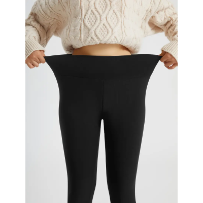 Leggings Imbottiti in cotone e velluto spesso con peluche all'interno Cashmere S M L XL Nero o Rosso