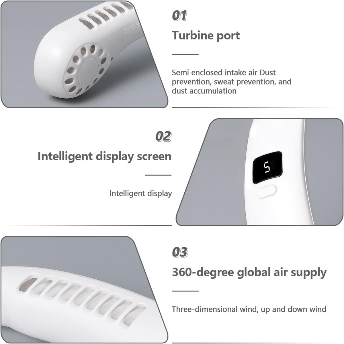 Ventilatore da collo portatile silenziosi fan usb ricaricabile