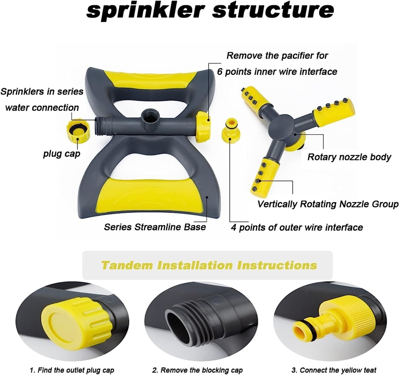 Irrigatore da Giardino Rotante a 360° – Automatico con 3 Bracci Regolabili, Ampia Copertura e Facile Installazione