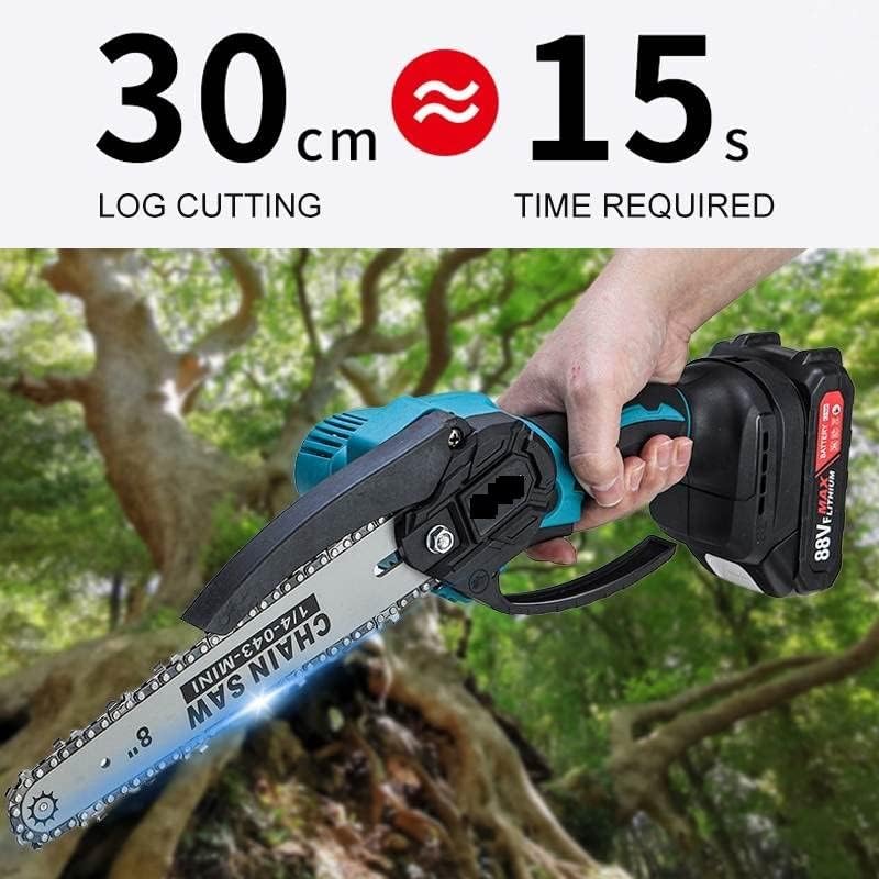 Mini Motosega Elettrica Portatile con 2 Batterie da 88W – Barre Intercambiabili da 6 e 8 Pollici per Potatura, Giardinaggio e Taglio Legno