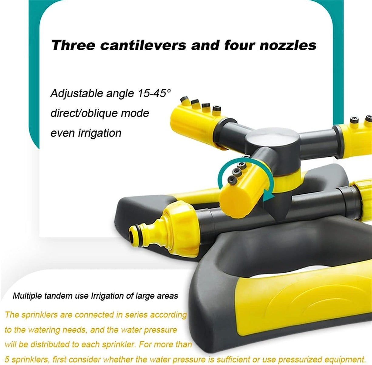 Irrigatore da Giardino Rotante a 360° – Automatico con 3 Bracci Regolabili, Ampia Copertura e Facile Installazione