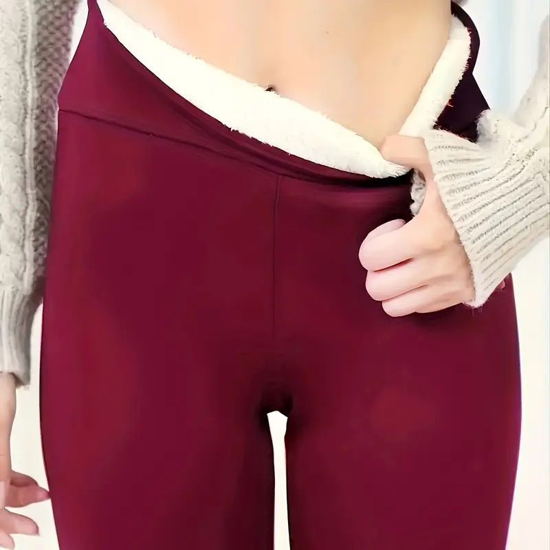 Leggings Imbottiti in cotone e velluto spesso con peluche all'interno Cashmere S M L XL Nero o Rosso