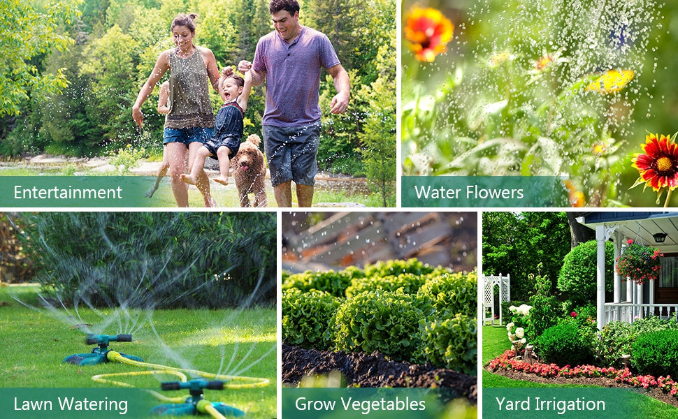 Irrigatore da Giardino Rotante a 360° – Automatico con 3 Bracci Regolabili, Ampia Copertura e Facile Installazione