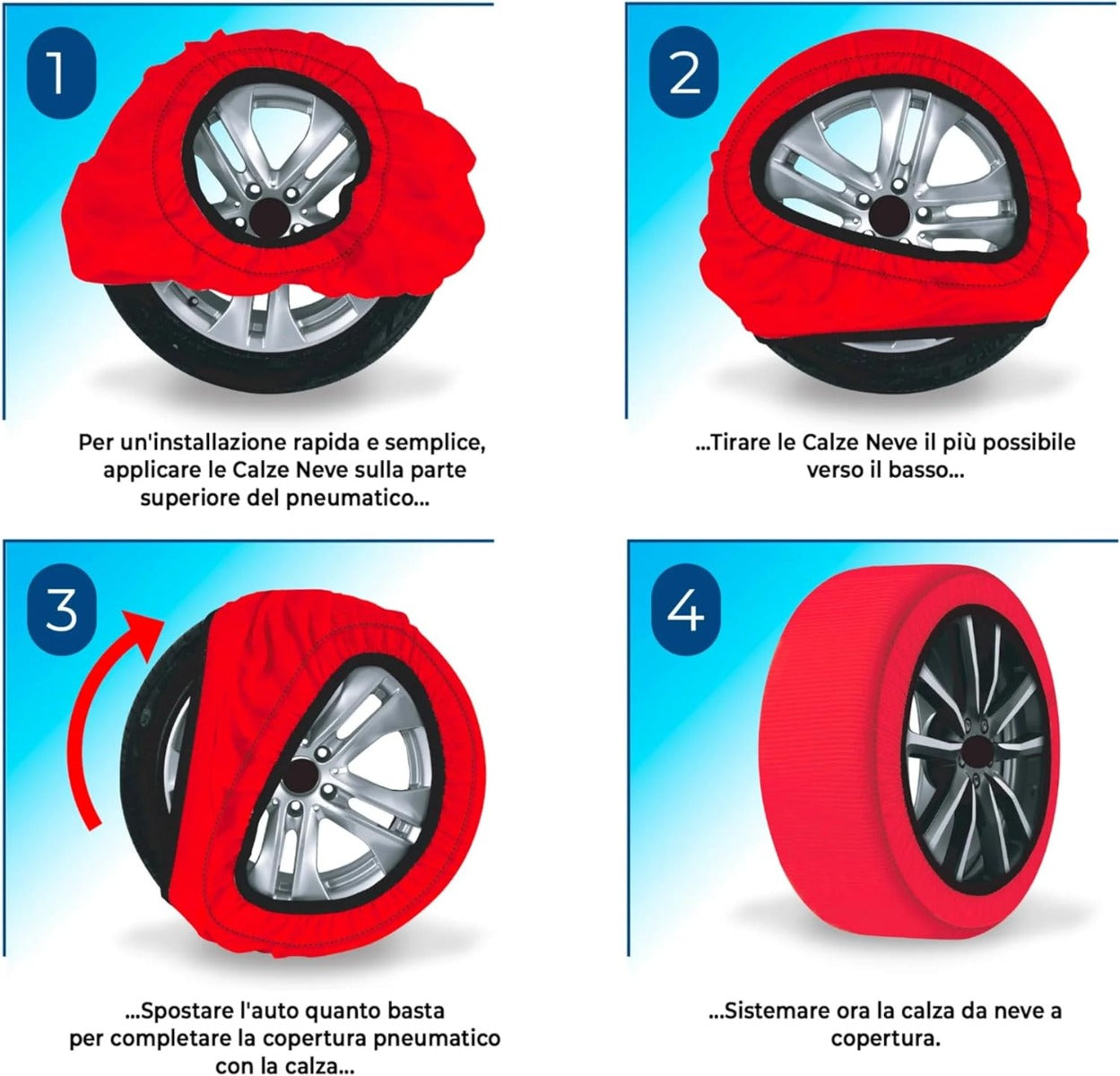 Calze da Neve SIze L per Pneumatici - Set di 2 Pezzi Omologate EN 16662-1