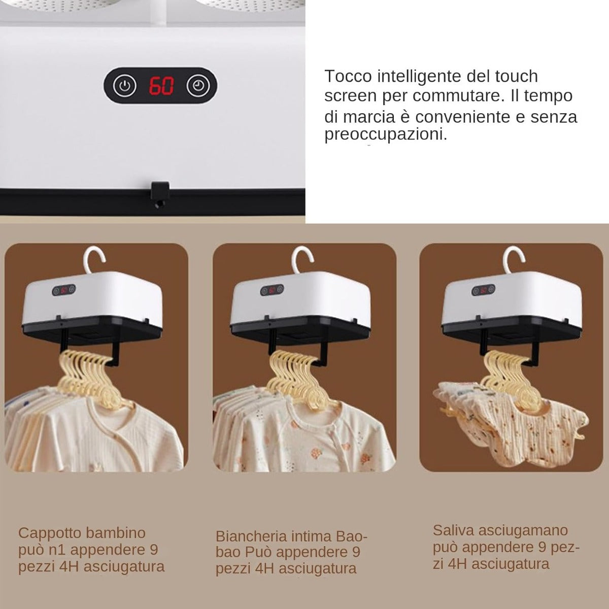 Asciugatrice Elettrica Portatile Pieghevole - Compatta e a Risparmio Energetico con Timer, Ideale per Viaggi, Camper, Dormitori e Indumenti Delicati