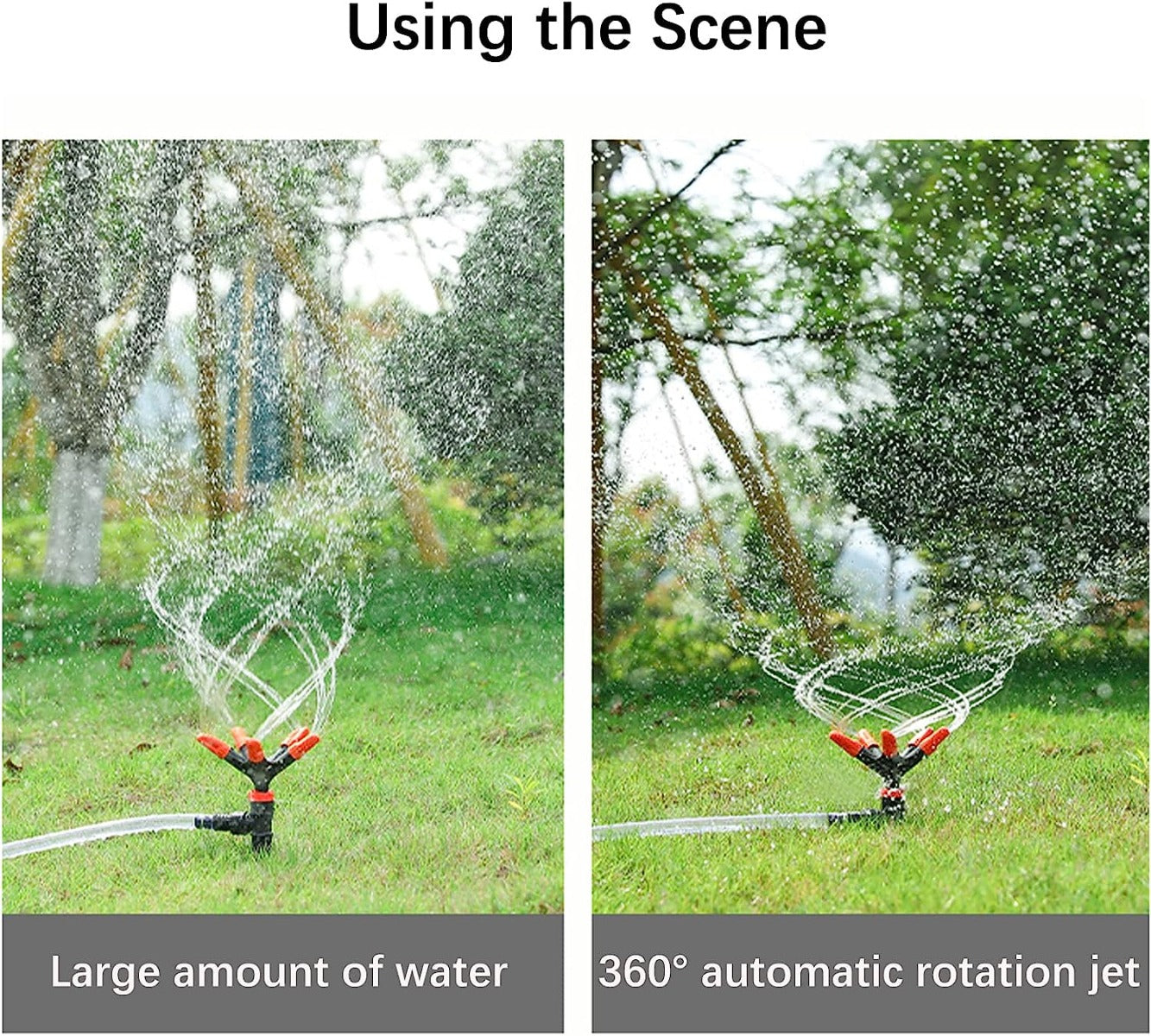 Irrigatore da Giardino Rotante Automatico a 360° con 5 Bracci e Ugelli Regolabili