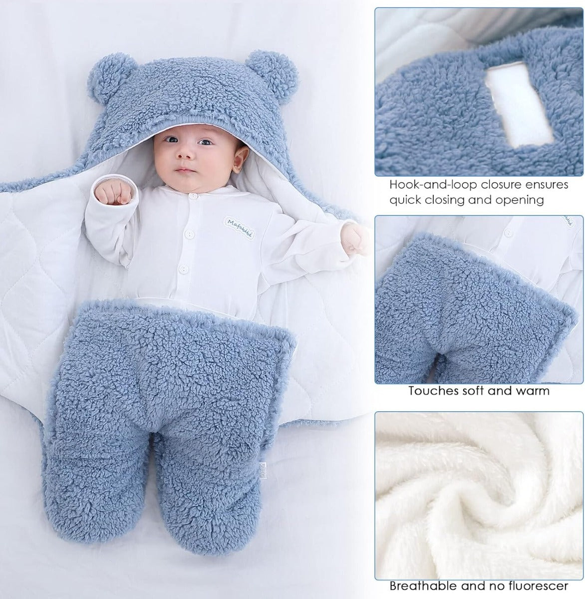 Coperta Teddy Bear Baby Blanket Fluffikins - Morbidezza e Calore per il Tuo Piccolo Blu