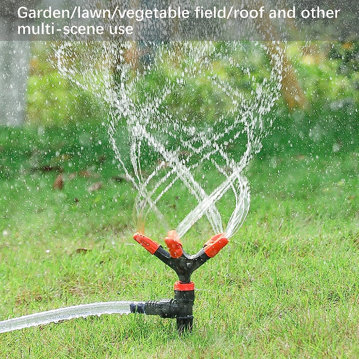 Irrigatore da Giardino Rotante Automatico a 360° con 5 Bracci e Ugelli Regolabili