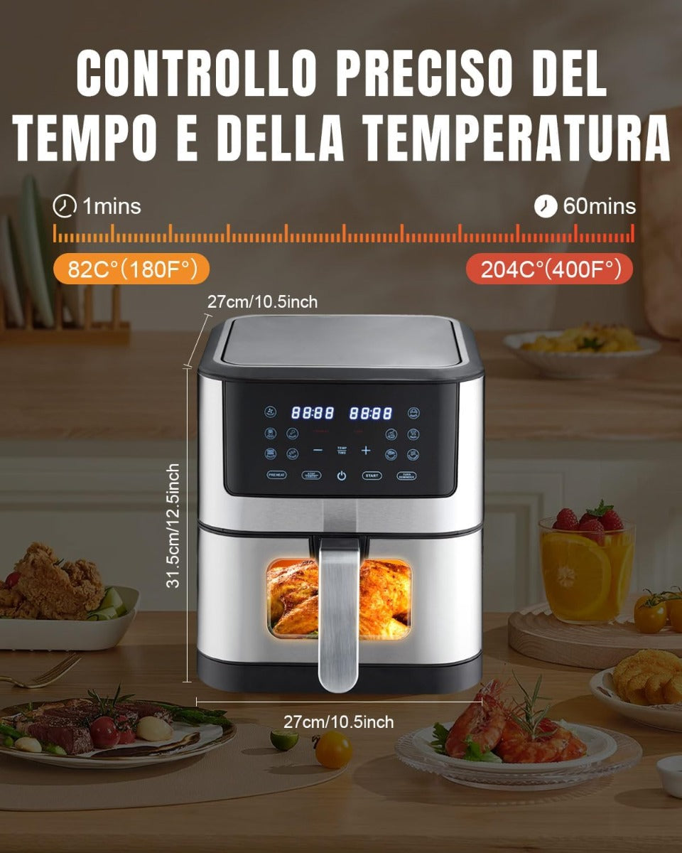 Friggitrice ad aria con display digitale 10  litri 2400watt