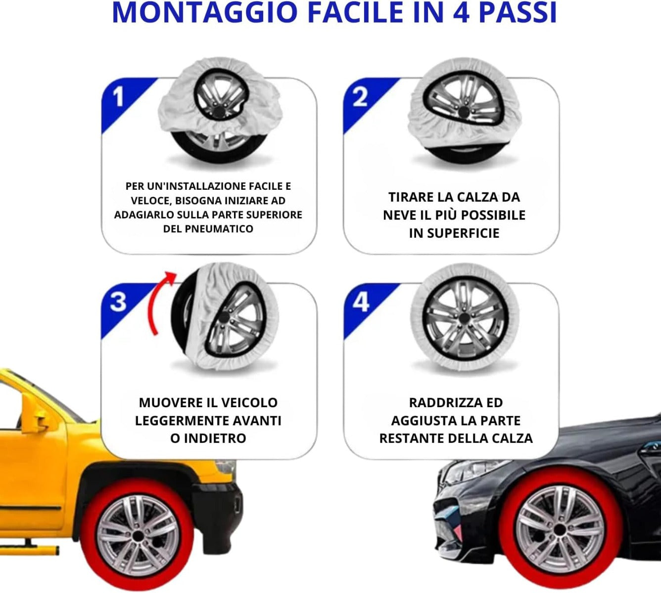 Calze da Neve SIze M per Pneumatici - Set di 2 Pezzi Omologate EN 16662-1