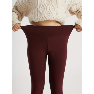 Leggings Imbottiti in cotone e velluto spesso con peluche all'interno Cashmere S M L XL Nero o Rosso