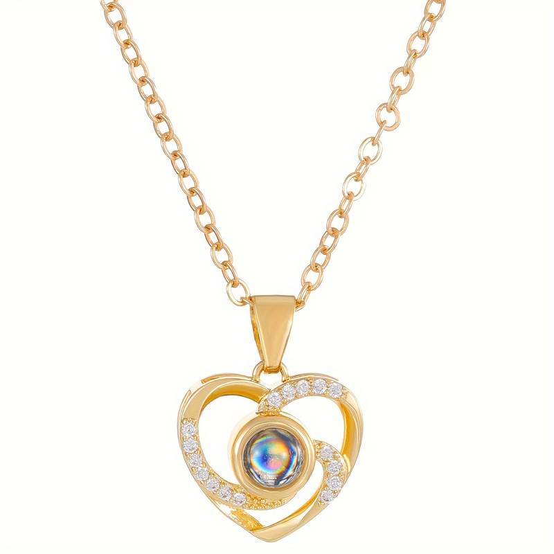 CPSLOVE Collane da donna in argento 925, Ciondolo in pietra di vetro nero con proiezione Ti amo in 100 lingue, Regalo di compleanno di Natale CPSLOVE Collane da donna in argento 925, Ciondolo in pietra di vetro nero con proiezione Ti amo in 100 lingue, Regalo di compleanno di Natale