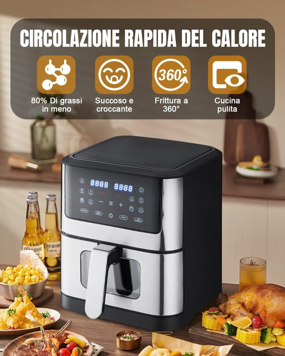 Friggitrice ad aria con display digitale 10  litri 2400watt