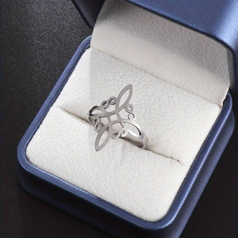 Anello celtico in argento, design aperto a quattro nodi, regolabile