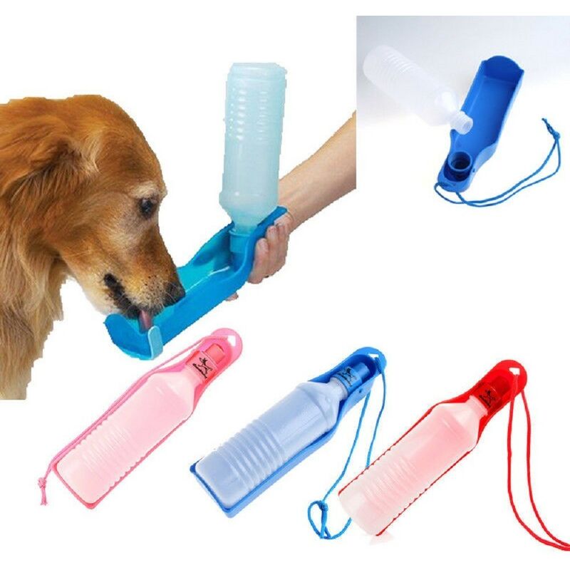 Abbeveratoio Beverino in plastica dispenser per animali domestici da viaggio portatile con bottiglia da 250 ml