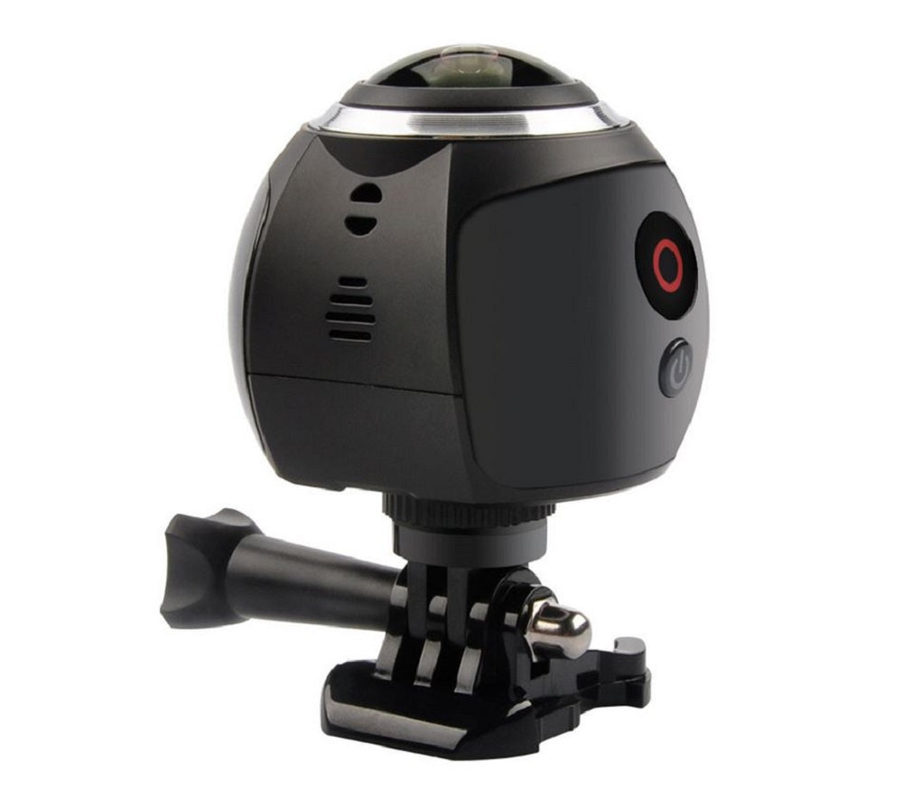 Action cam a 360° 4k fotocamera con wifi panoramica grandangolare 220°, 30 fps, vr 5 mp, hdmi con dv player