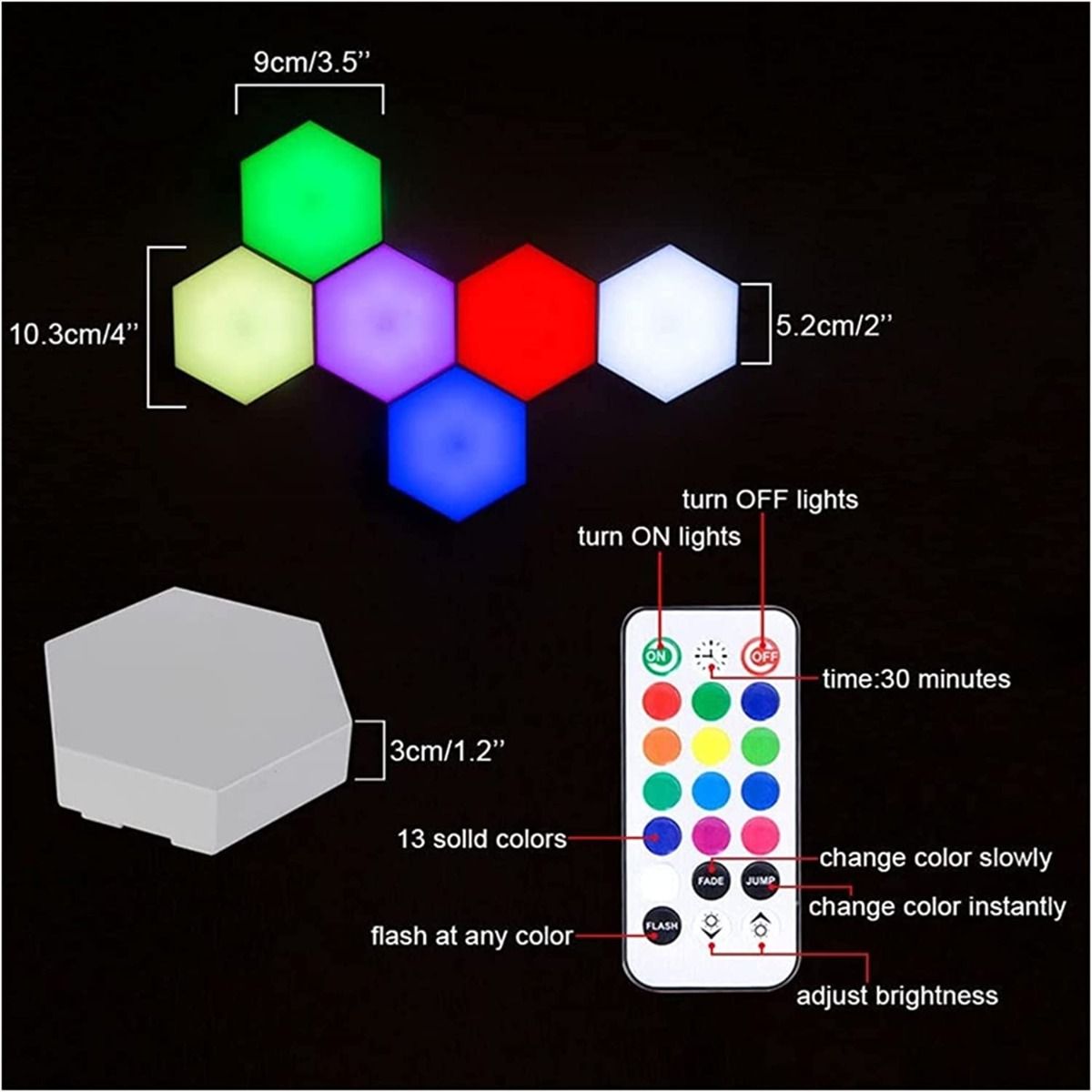 Lampada da parete a led esagonale rgb con app remoto control night light