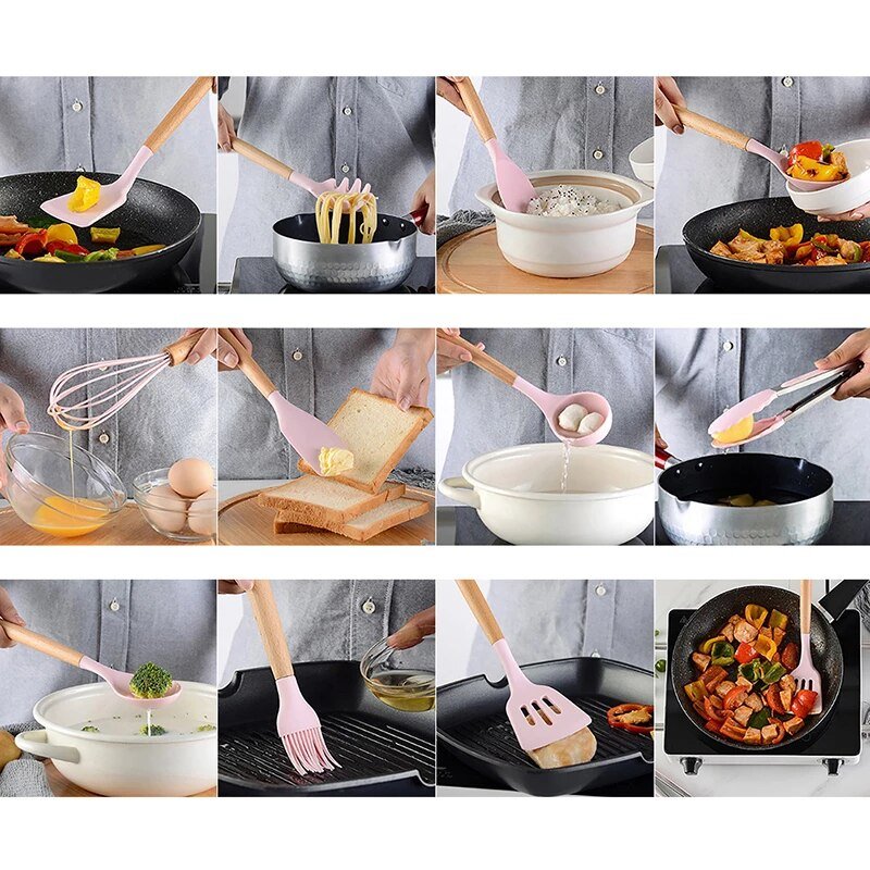 Set di utensili da cucina in silicone 12 pezzi Utensili da cucina