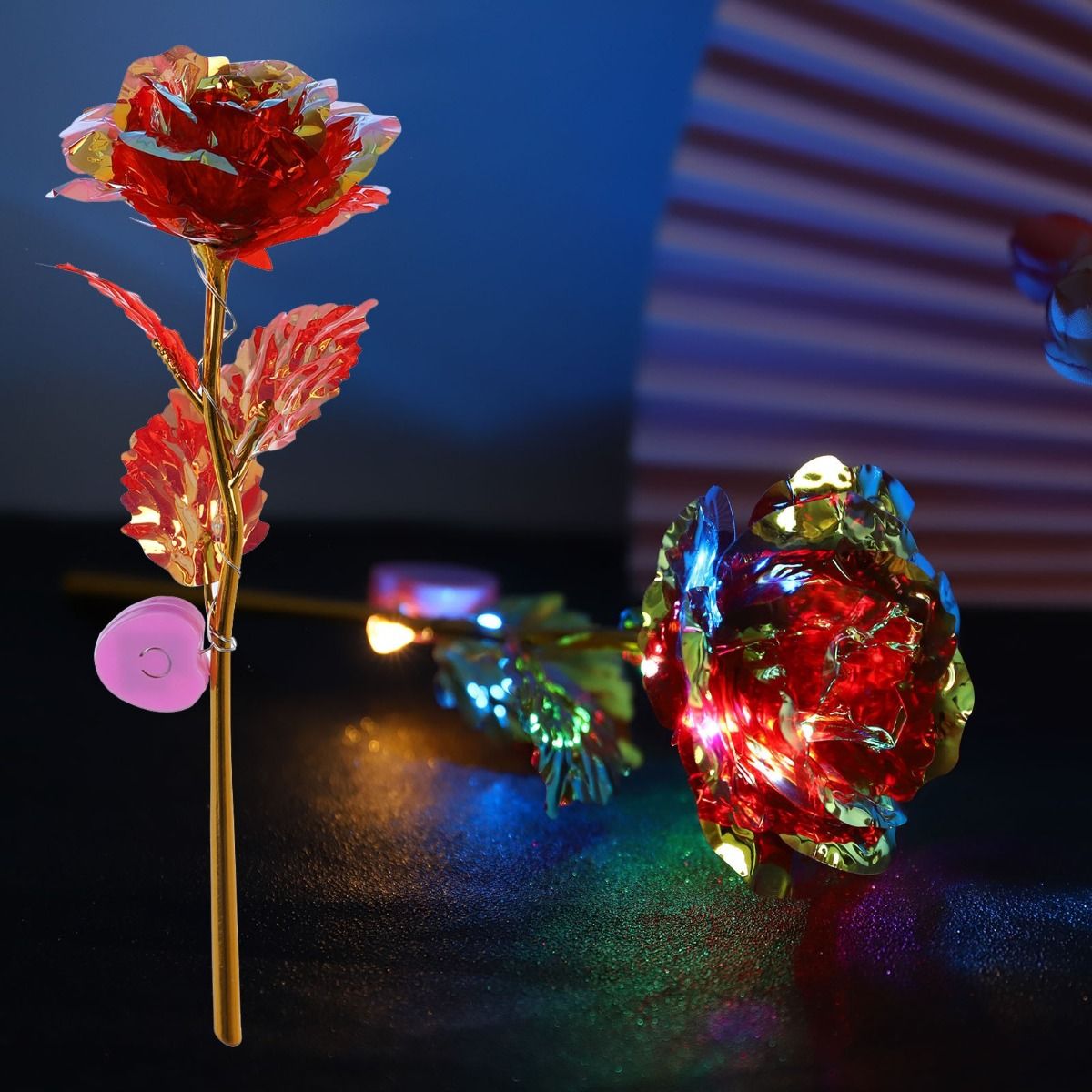 Fantatico set di 3 rose colorate con led ottima idea regalo per san valentino