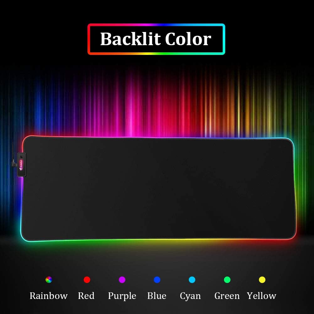 Tappetino per mouse da gioco RGB - T14 Effetti  a LED con bordi cuciti resistenti e base in gomma antiscivolo, adatto per MacBook, PC, laptop, scrivania