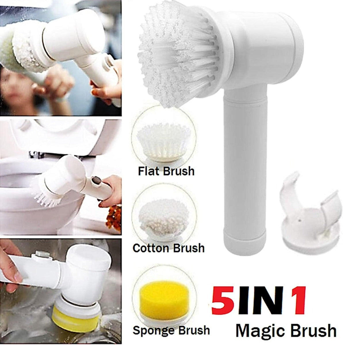 Magic brush 5 in 1 spazzola elettrica rotante per pulizia con 3 testin –  Claricoshop