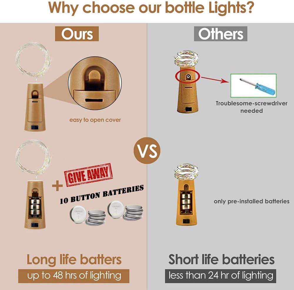 Luci per bottiglie di vetro led bottiglia luci led a batteria