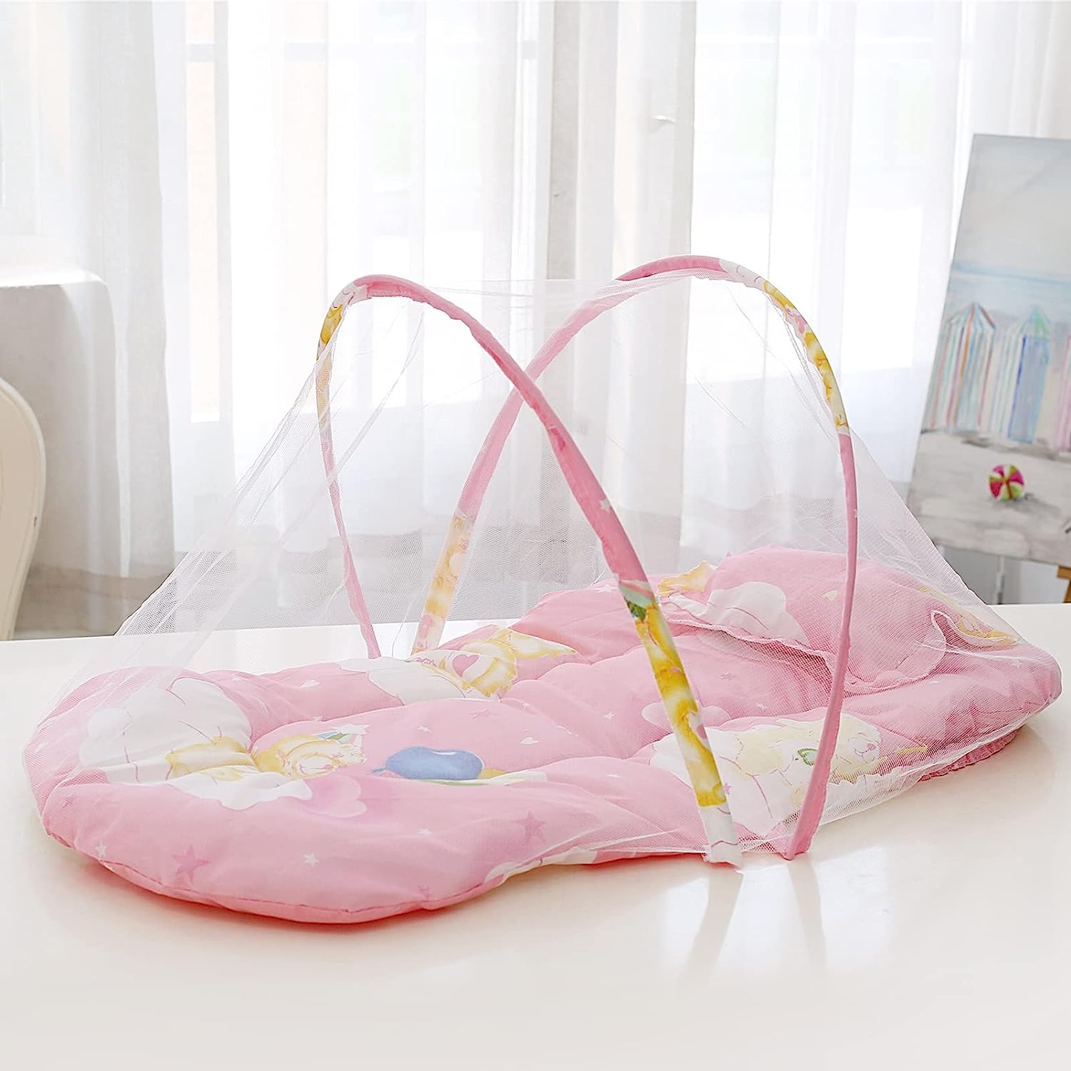 Tenda per bambini musicale  Zanzariera per culle Lettino da viaggio Cuscino per cuscino portatile pieghevole per lettino per neonato 95x55