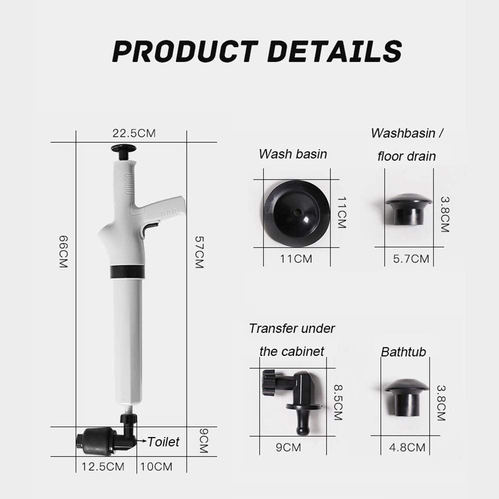 Sturalavandino Ad Aria Compressa Pistone A Alta Pressione Draga/Drenatore Scarico Pulitore Pompa per WC Lavello Pavimento Lavabo Bagno