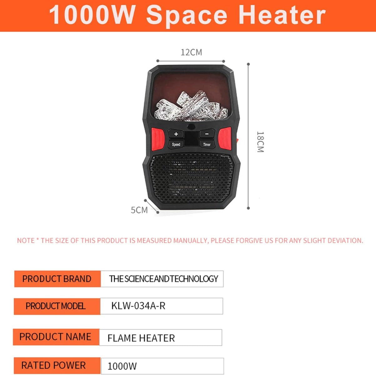 Termoventilatore 1000w stufetta elettrica basso consumo riscaldamento rapido riscaldatore silenzioso da per la casa per piccoli ambienti