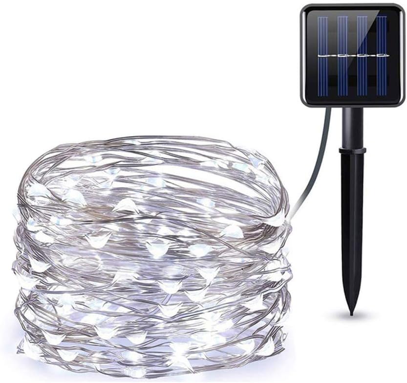 Catena luminosa per esterno da giardino con pannello solare 10 metri 100 led luce fredda