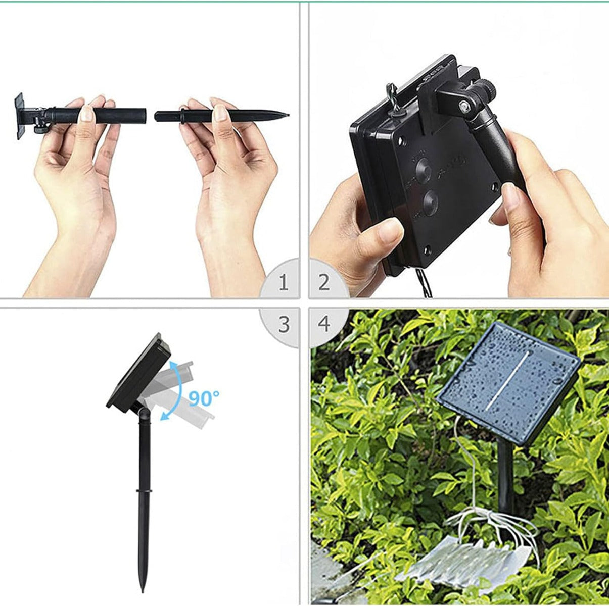 Catena luminosa per esterno da giardino con pannello solare 10 metri 100 led luce calda