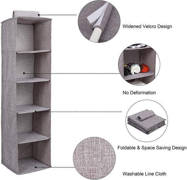Armadio Organizer Yuenfong Con 6 Scatole - Scaffale In Plastica Bianco, 74.5x37x112cm, Per Vestiti E Giocattoli - Foto 6