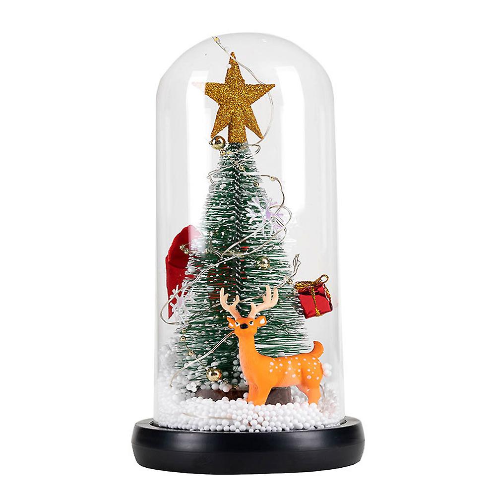 Albero di natale in cupola di vetro mini albero di natale con decorazione a led-Punta con stella