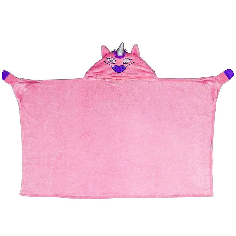 Coperta per bambini Cartoon Unicorno Occhi luminosi LED Mantello con cappuccio-Rosa