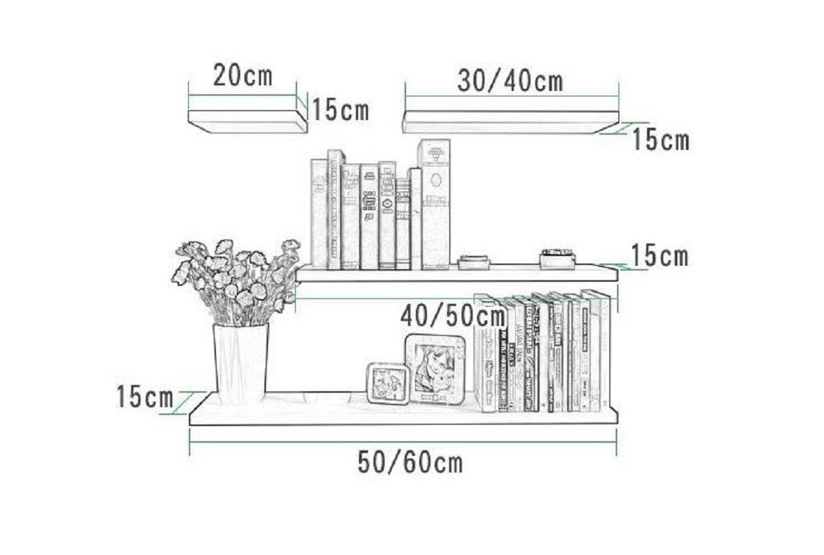 Set di 4 mensole bianche da muro mensole galleggianti a parete per la casa